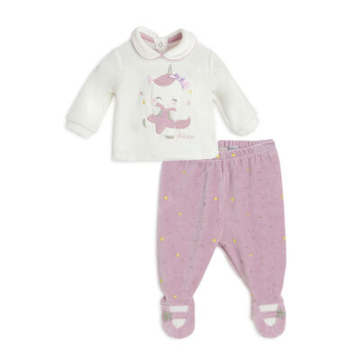 Girls Light Lilac Applique Smock with Legging